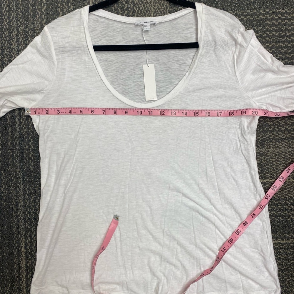 NWT Standard James Perse White Slub Knit Long Sleeve Tee Size 4/XL - Picture 6 of 10